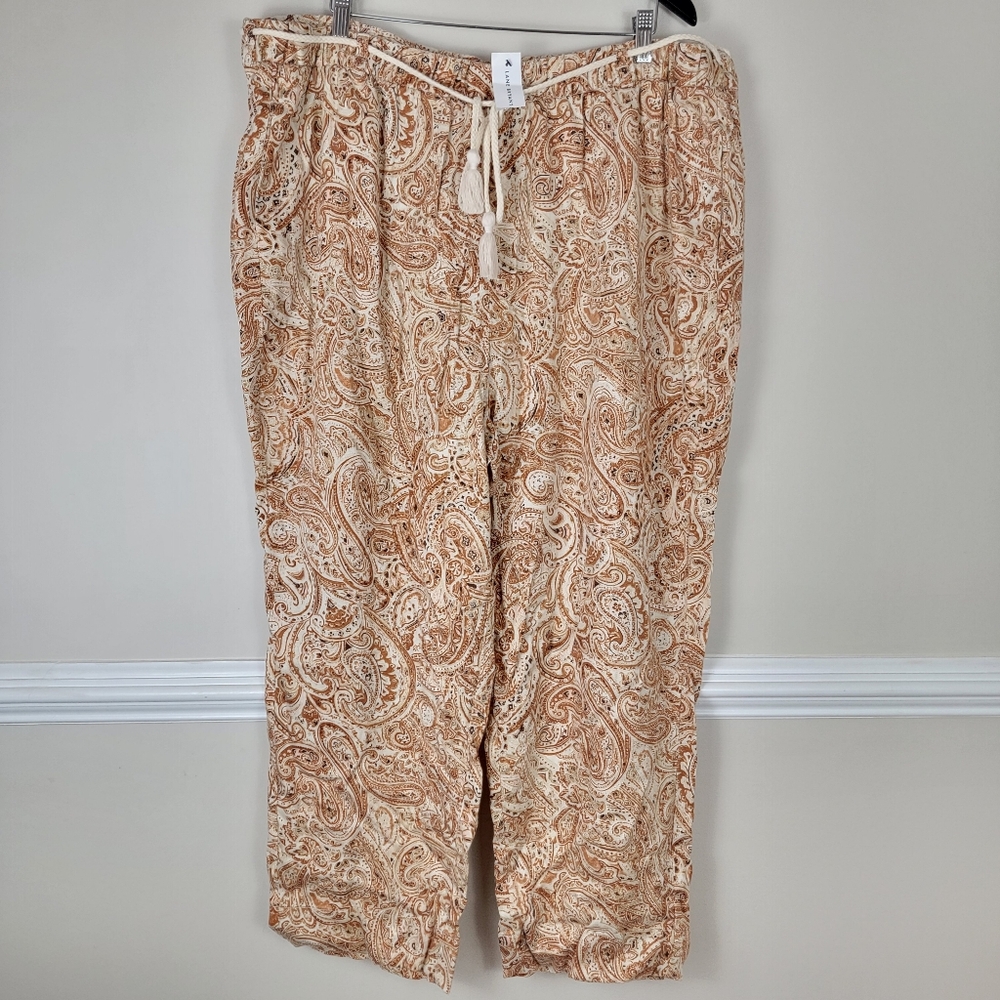 Lane Bryant Size 24 Tan Paisley Print Lounge Pants With Pockets